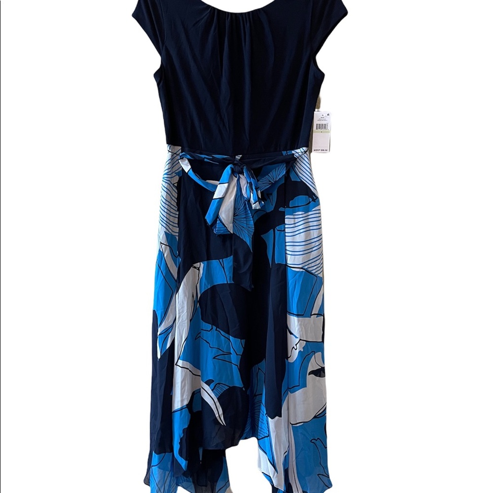 SLNY Navy Asymmetrical Dress Size 4